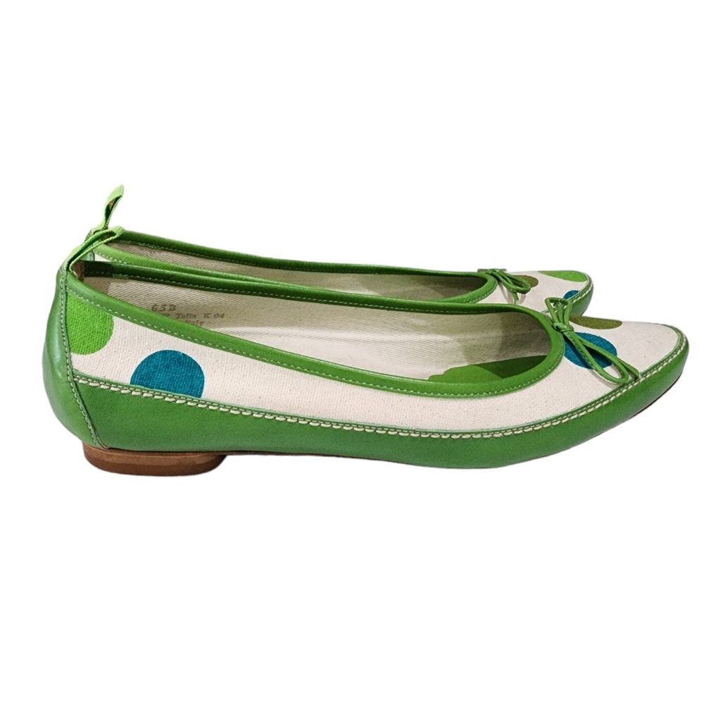 Coach Polkadot Green Canvas Leather  Almond Toe Slip-on Shoes Size 6.5 - Picture 8 of 16
